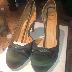 GORGEOUS green and Blue Anthropology Heels